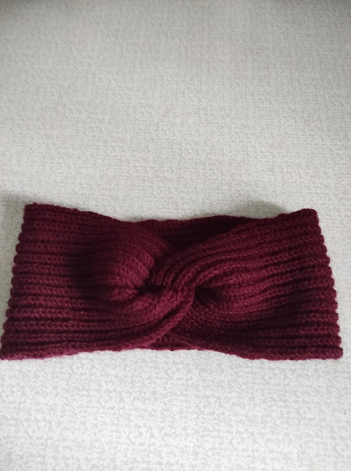 Пов'язка на голову в'язана жіноча, бордова топ Київ - фото 2
