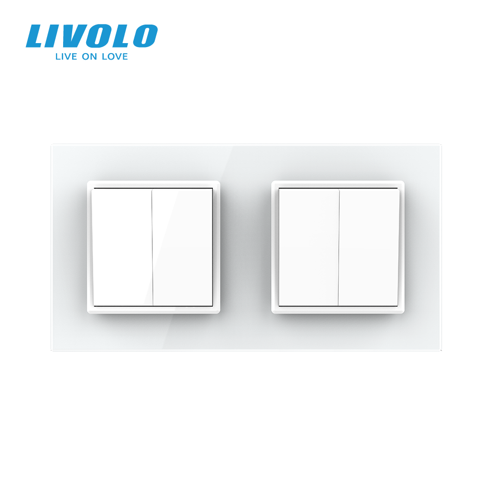 LIVOLO Чотирьохклавішний вимикач (2-2) Livolo білий скло (VL-C7K2K2-11) Коломия - фото 6