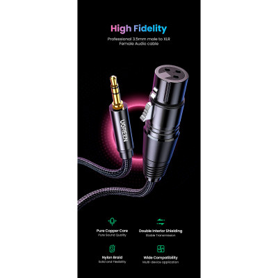 Кабель мультимедийный 3.5mm M to XLR F 1.0m AV182 black Ugreen (20763) Винница - изображение 9