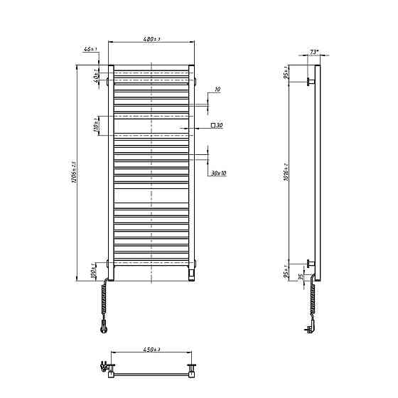 Електрична сушарка для рушників NAVIN Авангард X 480х1200 Sensor з WI-FI лівобічна, чорний муар Київ