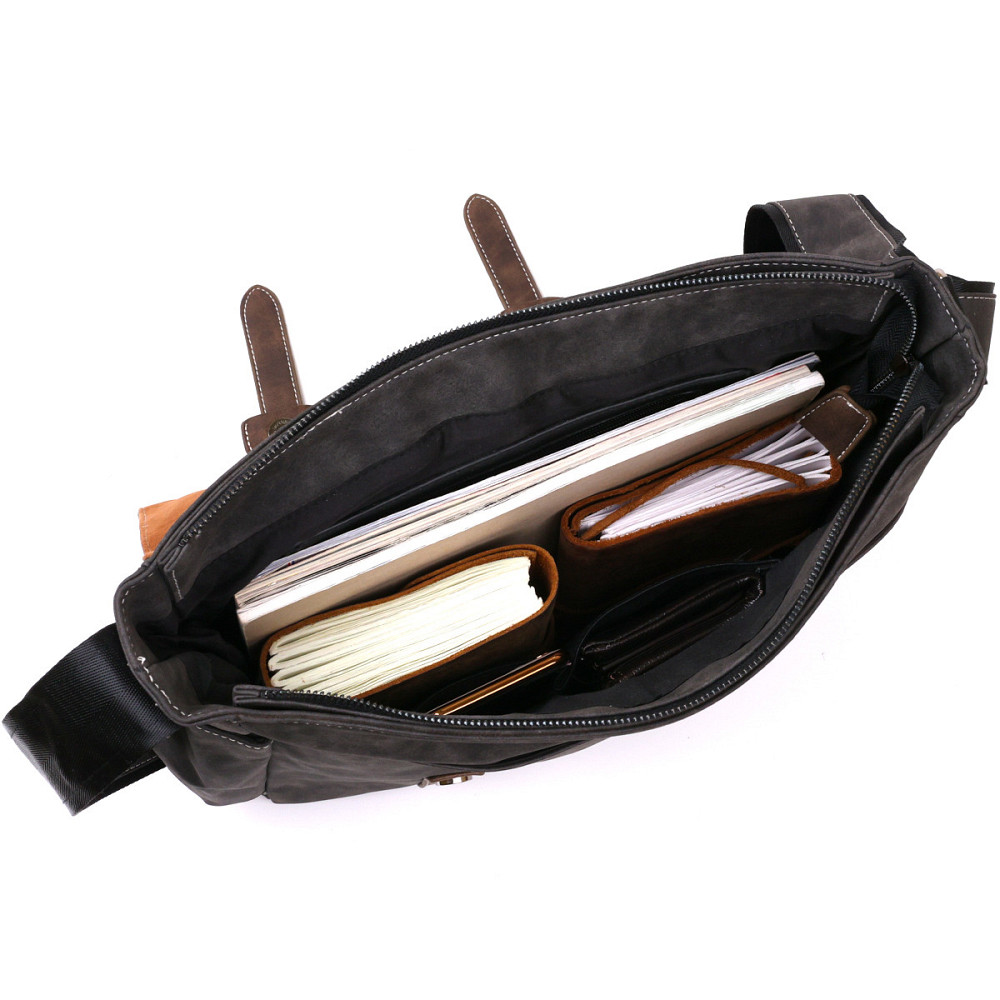 Чоловіча сумка зі шкірозамінника Vintage 20491 Сірий Київ - фото 6