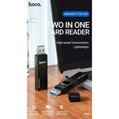 Зчитувач флеш-карт HOCO USB3.0 to microSD, microSDHC, microSDXC, SD, SDHC, SDXC, HB20 Black (6931474735218) Вінниця - фото 7
