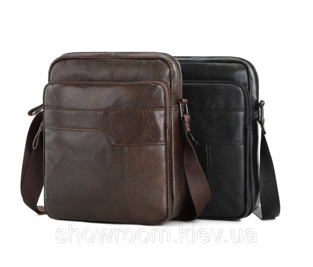 Чоловіча сумка на плече Leather Collection (5039) чорна Київ - фото 2