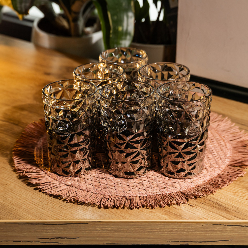 Набір склянок 6 штук 350 мл для лимонадів соку води коктейлів склянки скляні для напоїв Сірий HP-19-183 Коломия - фото 3