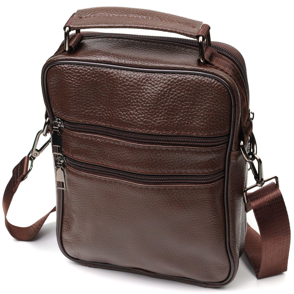 Стильный мужской мессенджер из натуральной кожи Vintage 21949 Коричневый Киев - изображение 2