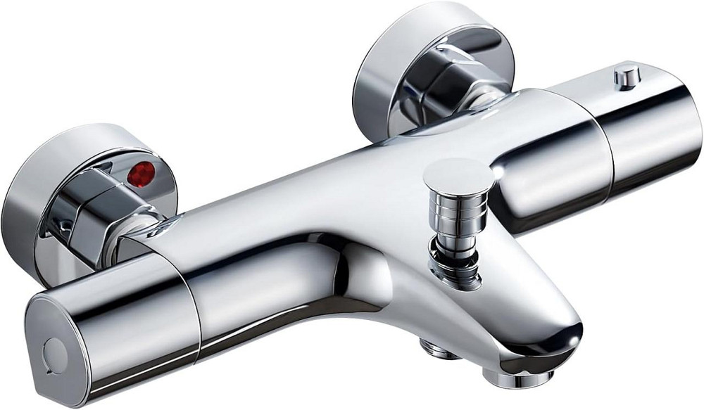 Термостатический смеситель для ванны SINKTORY с защитой 38℃, с двумя выходами воды, латунный, хромированный Киев - изображение 1