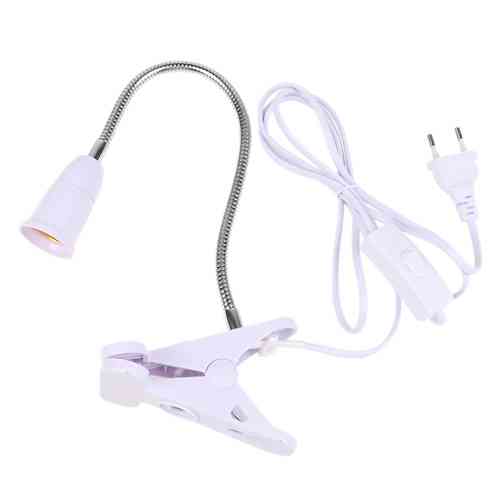 Патрон Е27 с вилкой и выключателем, гибкий удлинитель 20см с прищепкой Винница