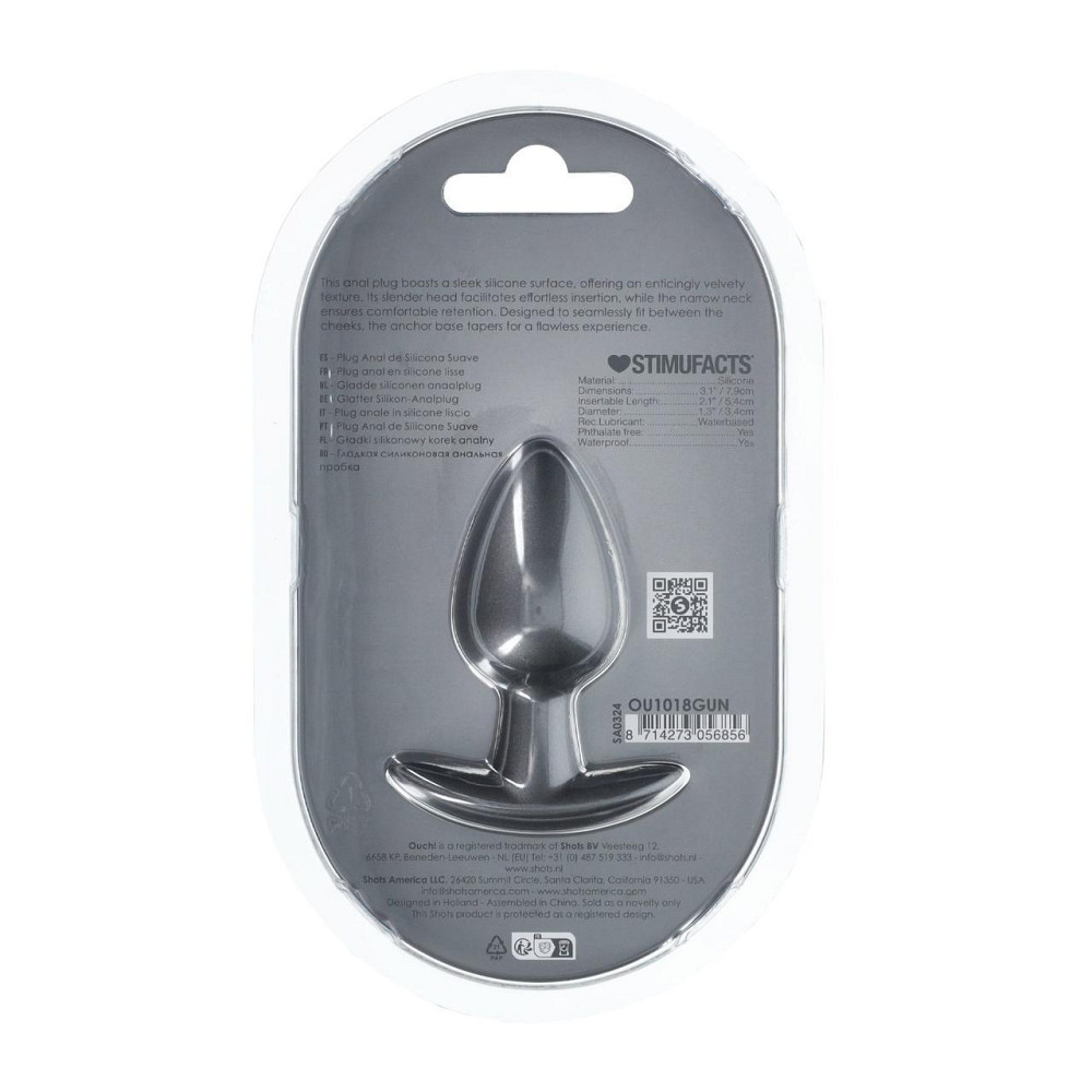 Анальная пробка Smooth Silicone Anal Plug - Medium - 3.1 / 7,9 cm - Gunmetal Sex Aura Киев - изображение 3