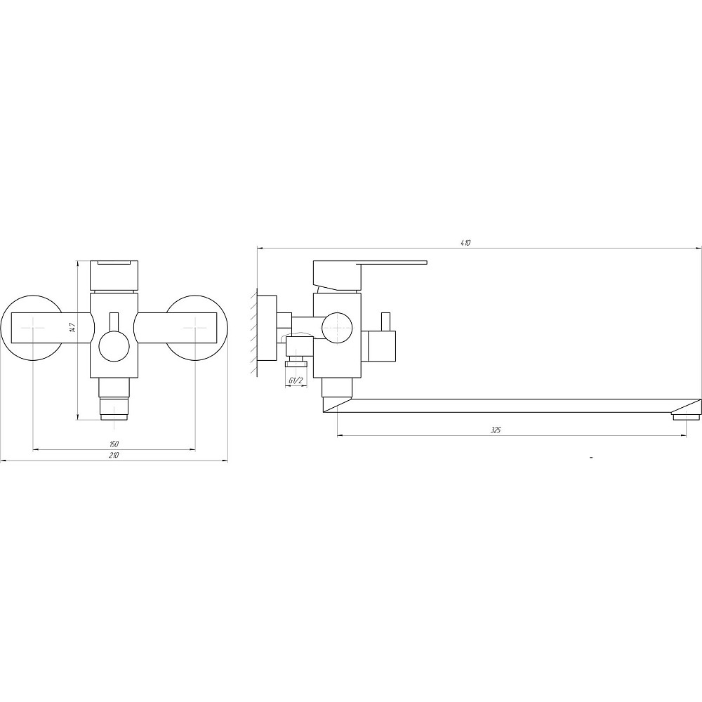 Змішувач для ванни Globus Lux RING SR-208 EURO, вилив 350мм,НЕРЖ._Комплект Тернопіль - фото 5