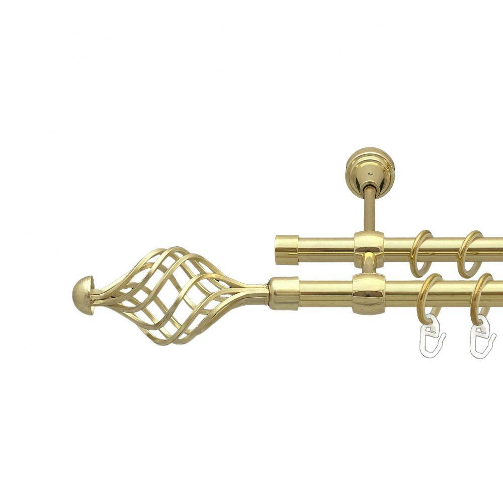 Карниз Orvit Арезо металевий дворядний литий гладка труба кільце металеве Золото 16\16 мм 200 см (00-00014332) Львів - фото 1