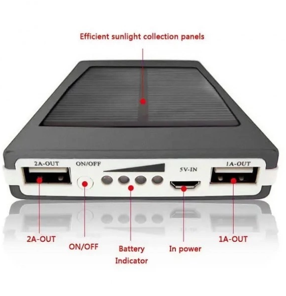 Внешний аккумулятор Power Bank Solar LED 803, 3200 mAh, фонарь 20 LED, 2 USB, зарядка от солнца Одесса - изображение 9