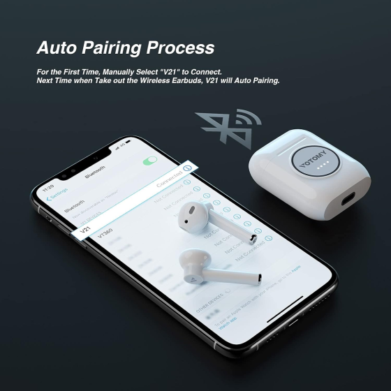 Bluetooth Навушники VOTOMY V21 TWS Bluetooth 5.0 Бездротові Навушники з Сенсорним Керуванням, 3D Стерео, IPX6, До 40 Годин Автоном Київ