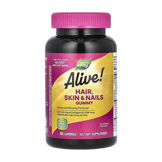 Вітаміни Nature's Way Alive! Hair, Skin & Nail Gummy - 60 gummies Луцьк