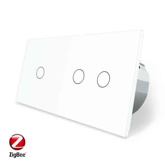 Розумний сенсорний ZigBee вимикач 3 сенсора (1-2) Livolo білий скло (VL-C701Z/C702Z-11) Коломыя