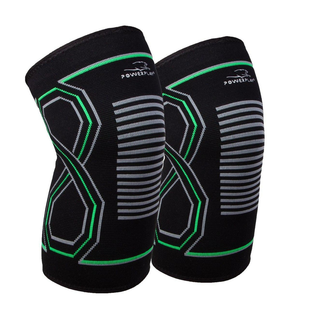Наколінники PowerPlay 4099 Knee Support Чорно/Зелені L/XL (пара) Каменское - изображение 1