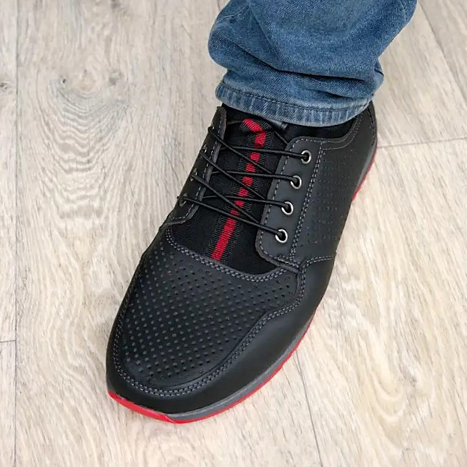 Мужские Мокасины Летние Черные Кроссовки Сеточка Перфорированный в дырочку (размеры: 40,41,42,43,44,45)- 218-2 Днепр - изображение 9