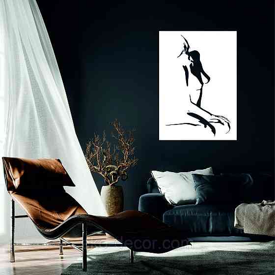 Декоративное настенное Панно «Силуэт женщины», Декор на стену 90*64 см, Белый Киев