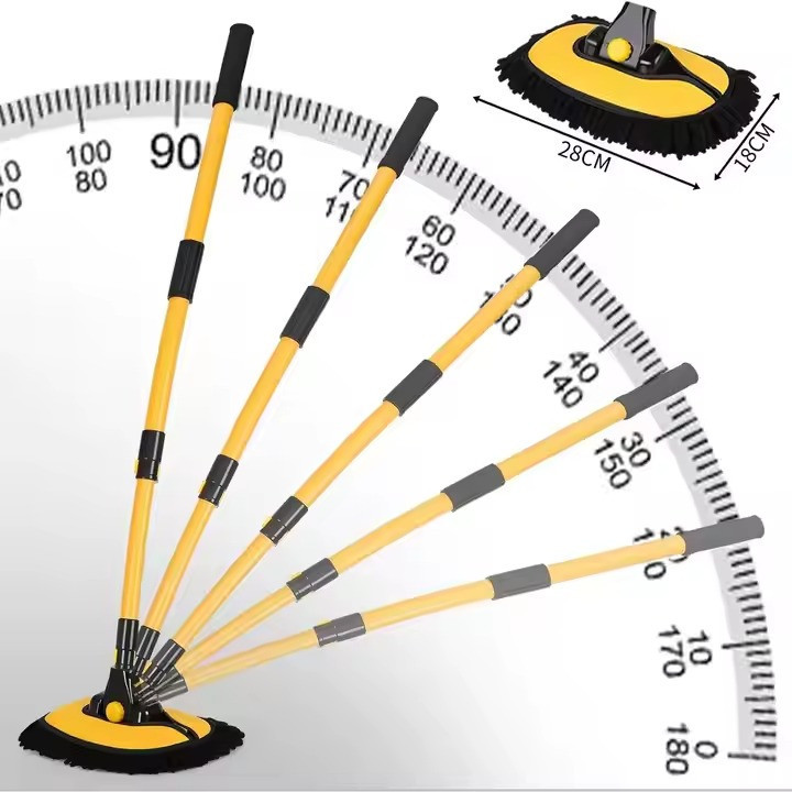 Швабра автомобильная для мойки с выдвижной телескопической изогнутой ручкой размер 28х100 см,желтая Каменец-Подольский - изображение 7