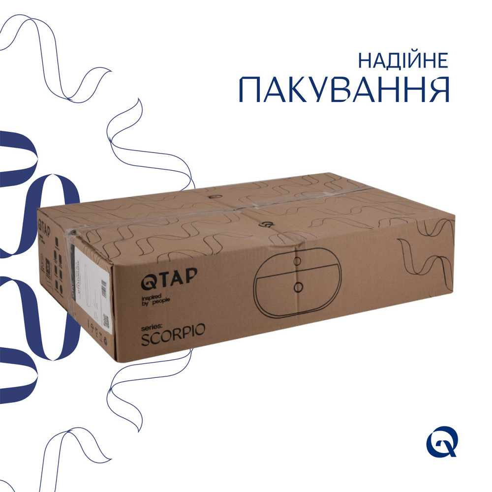 Комплект Qtap Scorpio: Раковина накладна овальна 600х400х120 мм White + Донний клапан PU02 Київ - фото 7