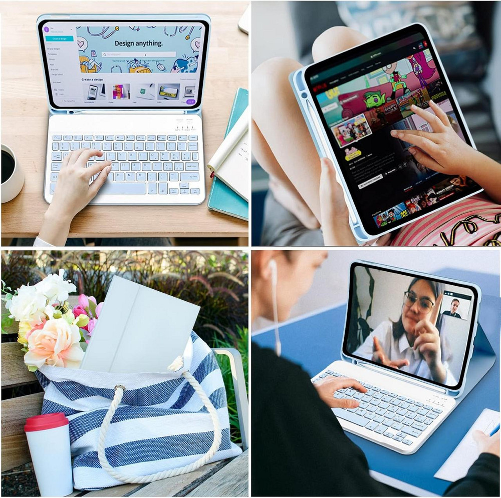 Чохол-клавіатура Lielax для iPad 10th Gen 10.9" Blue Італійська QWERTY знімна Bluetooth клавіатура тримач стилуса PU Київ - фото 7