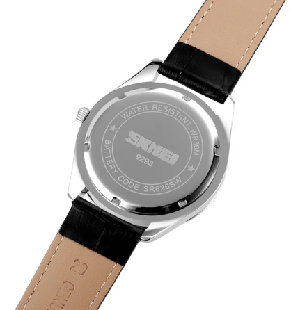 Чоловічий наручний годинник Skmei 9298 (Сріблястий з чорним циферблатом) Київ