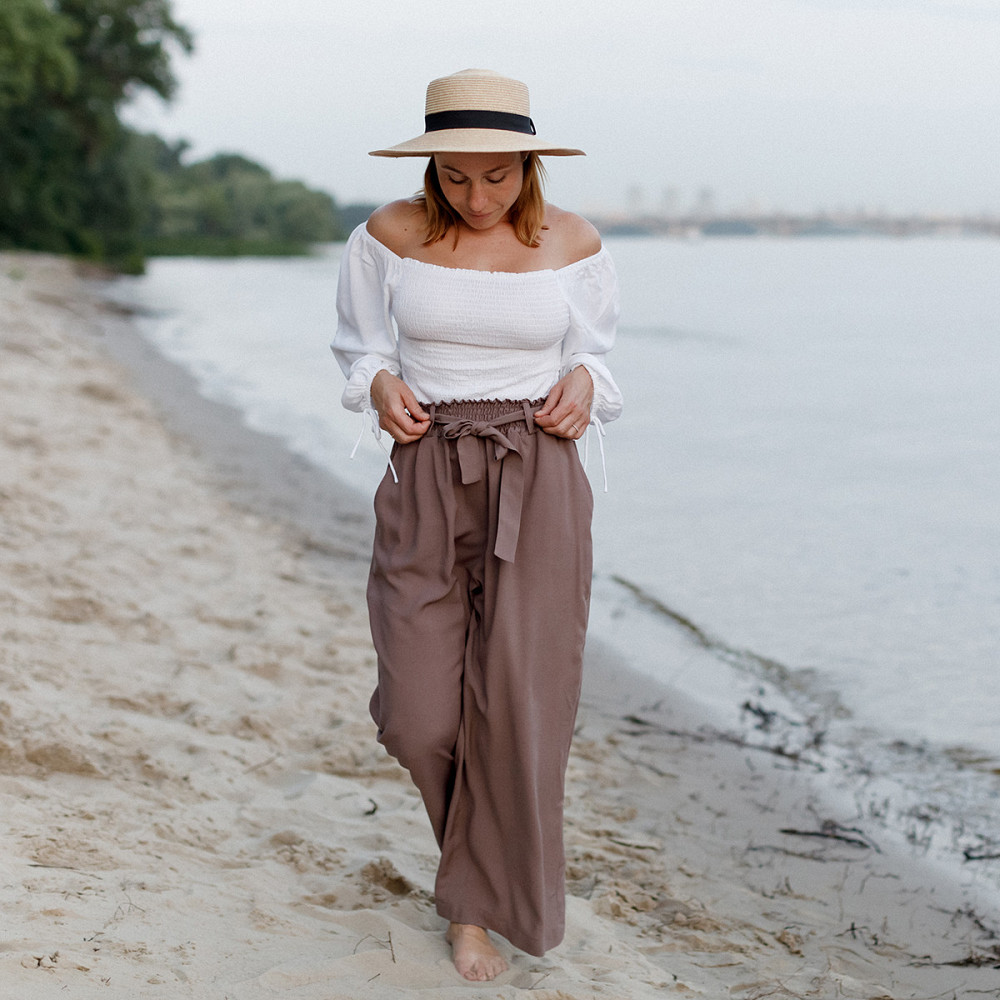 Широкі штани для вагітних з легкої тканини Київ - фото 1