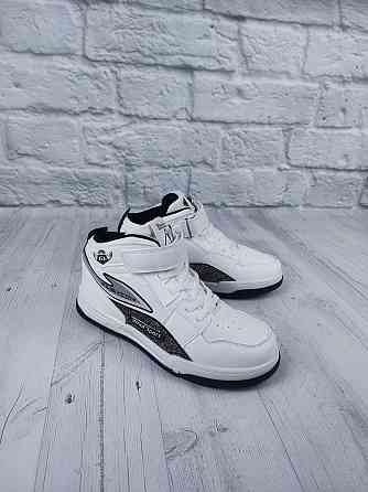 Детские демисезонные белые кроссовки хайтопы  светоотражающие для мальчиков подростков 32 Николаев