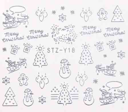 Новогодние серебристые наклейки на ногти - 6,5*5см Киев