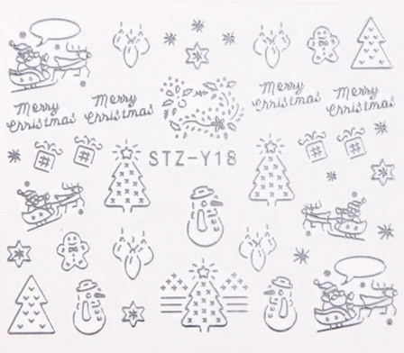 Новогодние серебристые наклейки на ногти - 6,5*5см Киев - изображение 1