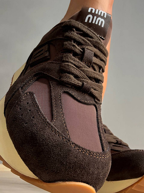 Кроссовки женские Hengji M-5 замшевые комбинированные с текстилем демисезонные коричневые, 37, 24 см Киев - изображение 16