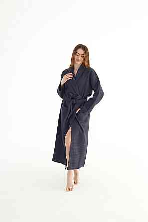Халат вафельний Ideal Textile довгий темно-сірий (56860640) 3XL Чернівці