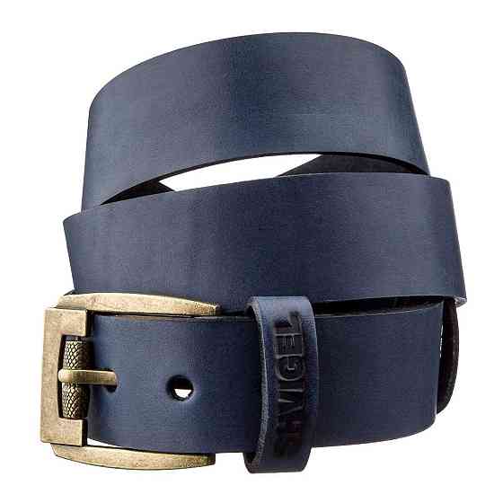 Чоловічий ремінь SHVIGEL 11258 шкіряний Синій Київ