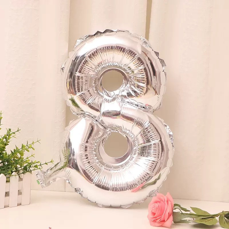 Шарик цифра 8 фольгированная 32 дюйма серебристый Киев - изображение 1