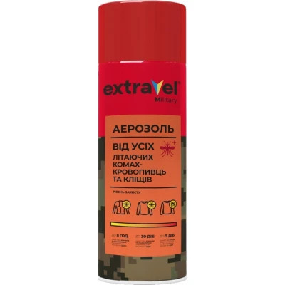 Аэрозоль от насекомых Extravel Military От всех летающих насекомых-кровопивц и клещей 125 мл (4820184441729) Винница - изображение 1