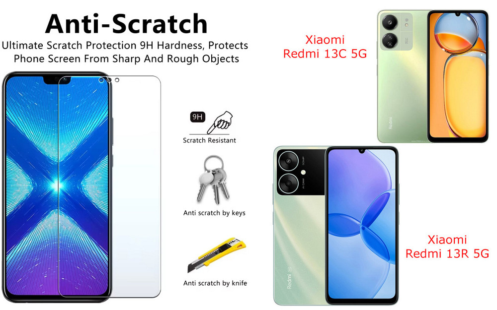 Защитное стекло NeoGlass для Xiaomi Redmi 13C 5G, 13R 5G – ультрапрозрачное и устойчивое Киев - изображение 1