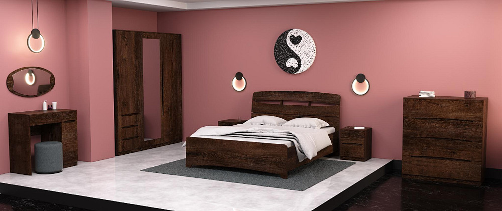 Кровать Дельта двуспальная, Дуб Конкордия, 2132х1450х1070 Львов - изображение 2