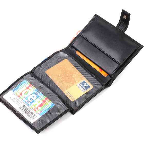 Класичний вертикальний чоловічий портмоне середнього розміру з натуральної гладкої шкіри CANPELLINI 21857 Чорний Київ