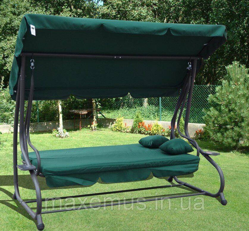 Садовые качели Bonro Garden 4-х местная раскладная с навесом качели для сада и дачи зеленая Мостиська - фото 12