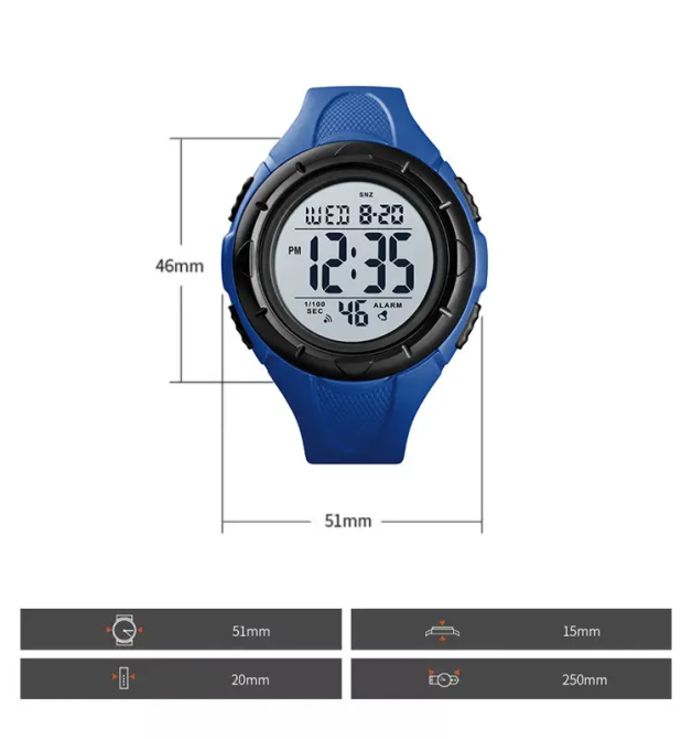 Чоловічий спортивний годинник Skmei 1535 Dive (Синій) Вінниця - фото 7