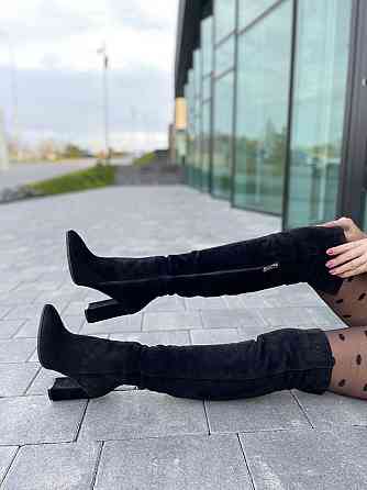 Nivelle Ботфорти жіночі NIVELLE чорні натуральна замша висота 50см обхват гомілки 35-37см каблу Коломыя