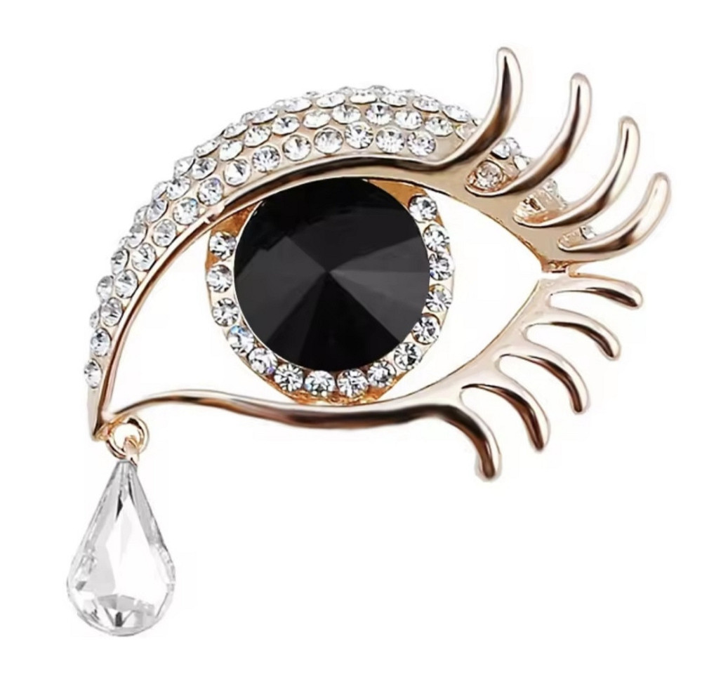 Брошка "Око"Золотистий з чорним камінчиком (0635) Сміла - фото 3
