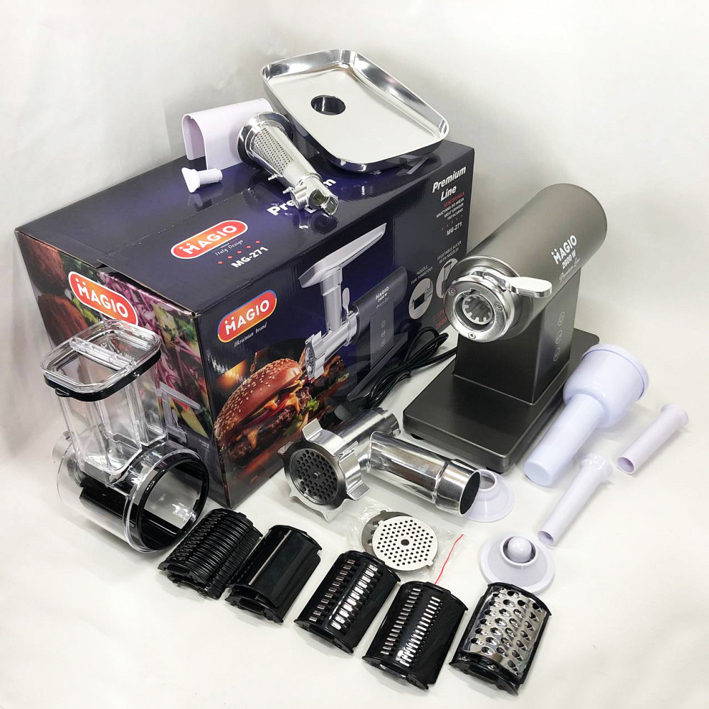 Електром'ясорубка з насадкою для ковбаси MAGIO MG-271, М'ясорубка для домашнього приготування м'яса MC-46 Львів - фото 14