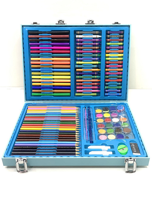 Дитячий набір для малювання 128 елементів крейда олівці фарби фломастери в валізці Блакитний (З 56366) Чернигов - изображение 1