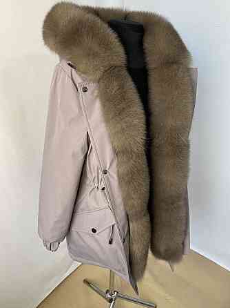 Парка жіноча з хутром песця під Соболь Пудровий р50 75 см Харків