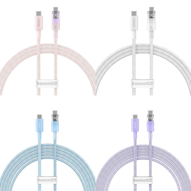 Кабель Baseus Explorer Series Fast Charging Cable with Smart Temperature Control Type-C to Type-C 100W 1m Baby Pink Київ - фото 4
