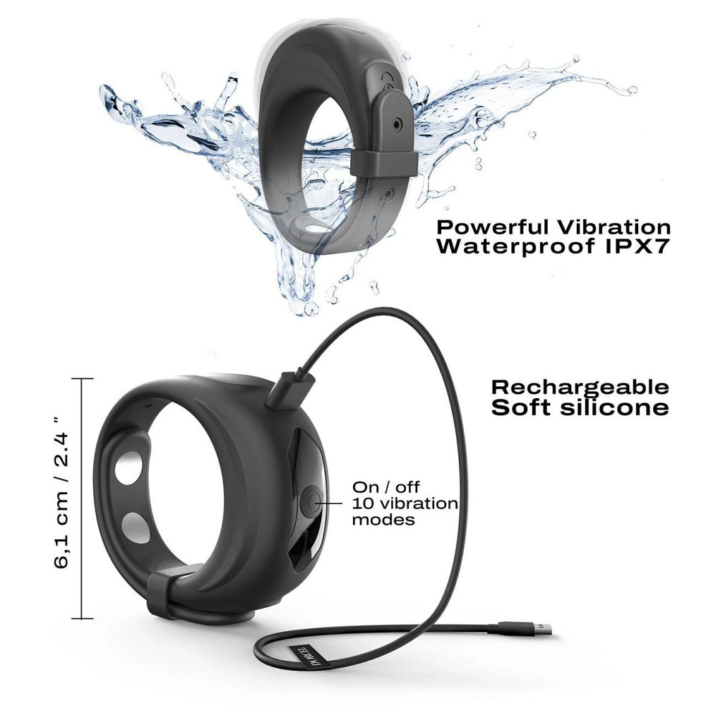 Ерекційне віброкільце Dorcel Fit Vibe Ring, регульований діаметр 4–5,7 см, 10 режимів Sex Aura Київ - фото 4