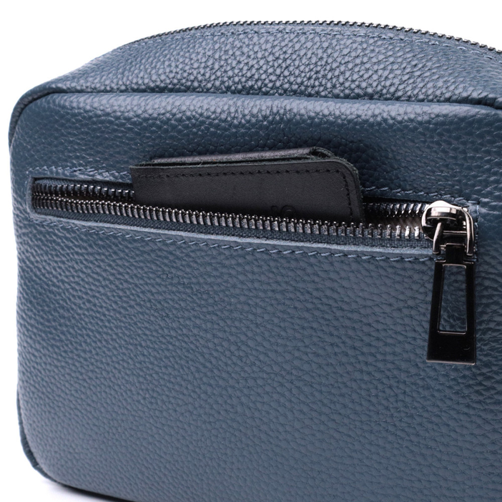 Стильная женская сумка прошитая ромбами на лицевой стороне из натуральной кожи Vintage 22636 Синяя Киев - изображение 7