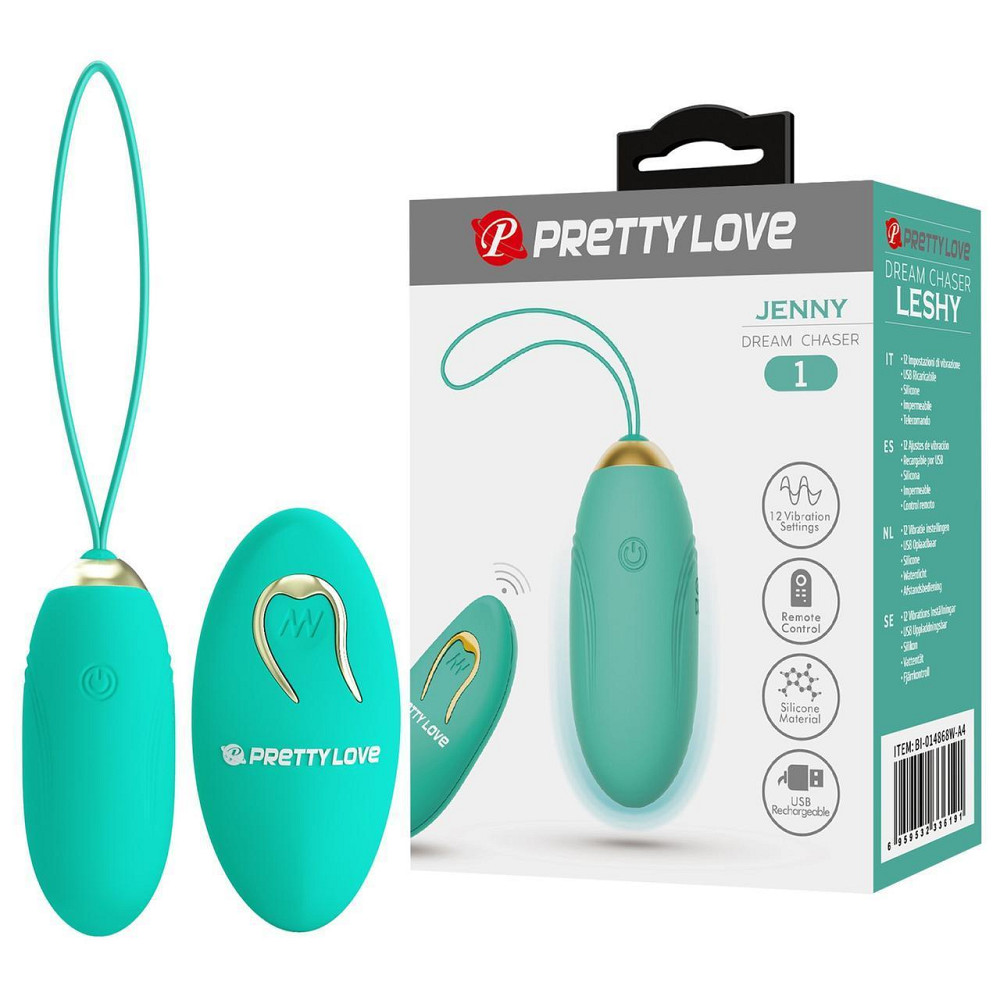Виброяйцо Pretty Love JENNY с пультом, 12 режимов, бирюзовое, 7 х 2.8 см Sex Aura Киев - изображение 1