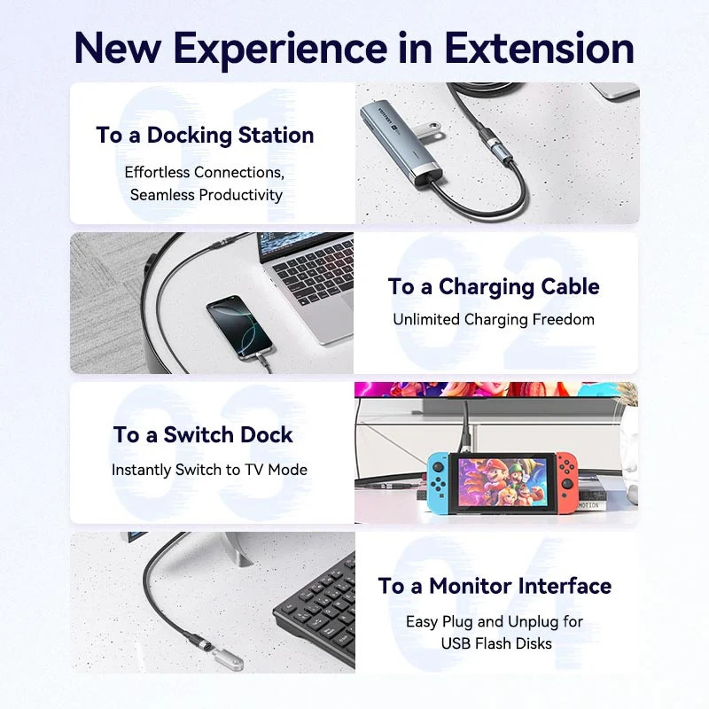 Кабель продовжувач USB 3.2 Gen2 Type-C M-F 1.0 м 100W 10Gbps 4K60HZ  Vention Вінниця - фото 9