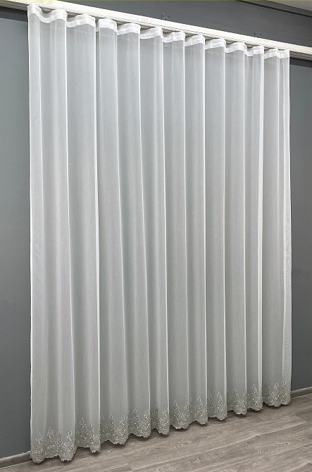 Тюль VR-Textil 1461т Бамбук с вышивкой Молочный с серым 400х270 см (42-0680) Киев - изображение 3